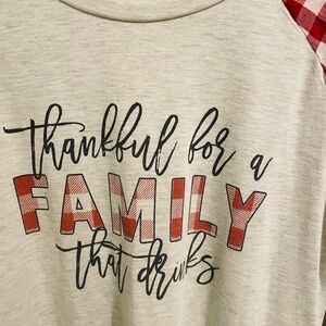 Thanksgiving Graphic Long Sleeve Tee Gingham Sz Med
